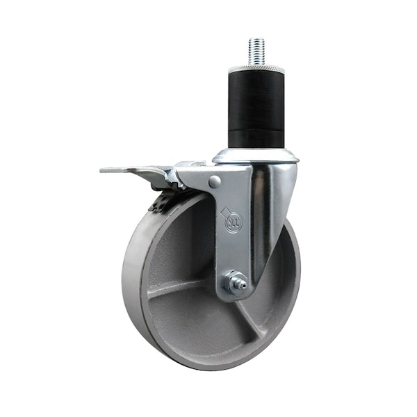 5'' Semi Steel Swivel 1-3/4'' Expanding Stem Caster Total Lock Brake